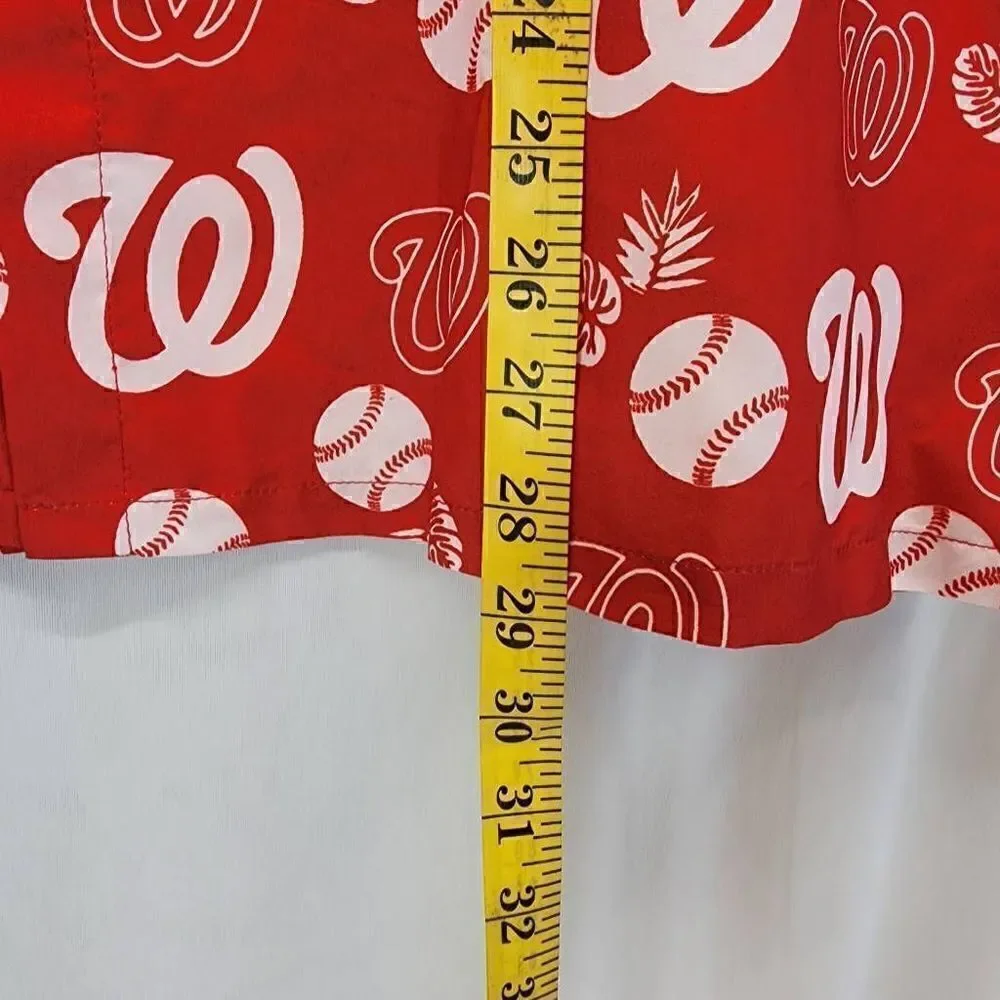 Masn mens Washington Nationals Button up Shirt red white size L
